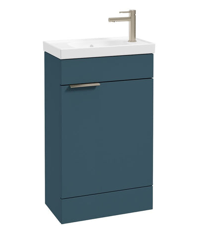 Stockholm Floorstanding 50Cm Single Door Cloakroom Unit Matt Ocean Blue-Brushed Nickel Handle