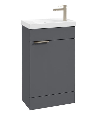 Stockholm Floorstanding 50Cm Single Door Cloakroom Unit Matt Midnight Grey-Brushed Nickel Handle