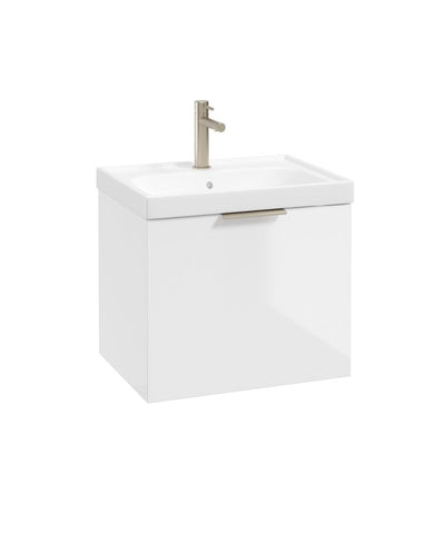 Stockholm Wall Hung 50Cm Single Drawer Unit Gloss White-Brushed Nickel Handle