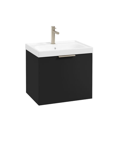 Stockholm Wall Hung 50Cm Single Drawer Unit Matt Black-Brushed Nickel Handle