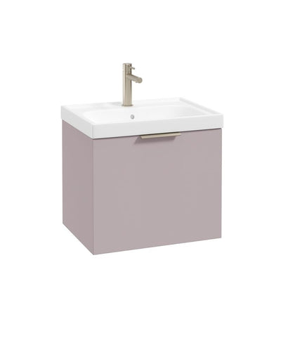 Stockholm Wall Hung 50Cm Single Drawer Unit Matt Cashmere Pink-Brushed Nickel Handle
