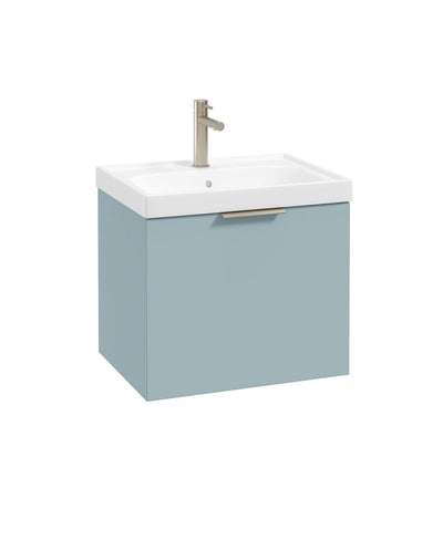 Stockholm Wall Hung 50Cm Single Drawer Unit Matt Morning Sky Blue-Brushed Nickel Handle