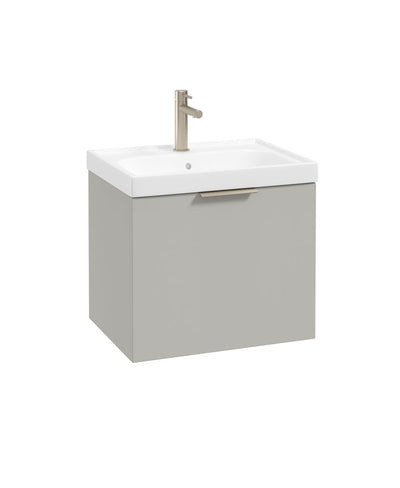 Stockholm Wall Hung 50Cm Single Drawer Unit Matt Arctic Grey-Brushed Nickel Handle