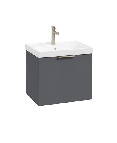 Stockholm Wall Hung 50Cm Single Drawer Unit Matt Midnight Grey-Brushed Nickel Handle