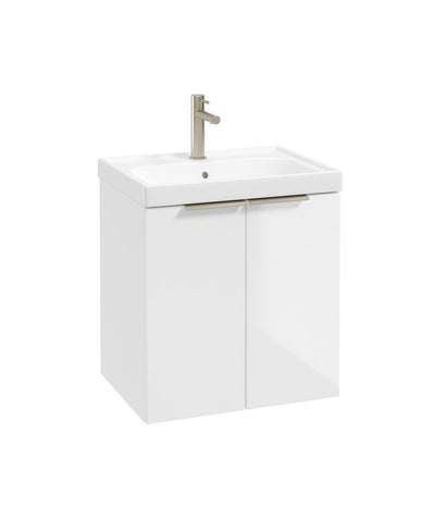 Stockholm Wall Hung 50Cm Two Door Unit Gloss White-Brushed Nickel Handles