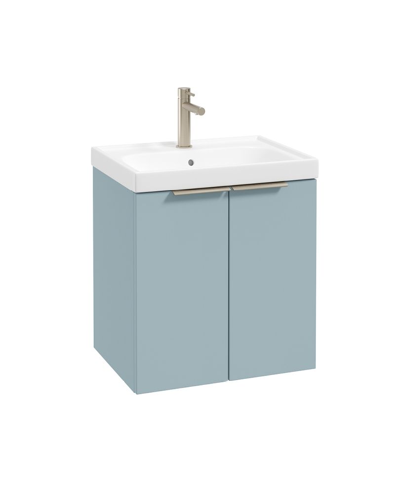 Stockholm Wall Hung 50Cm Two Door Unit Matt Morning Sky Blue-Brushed Nickel Handles