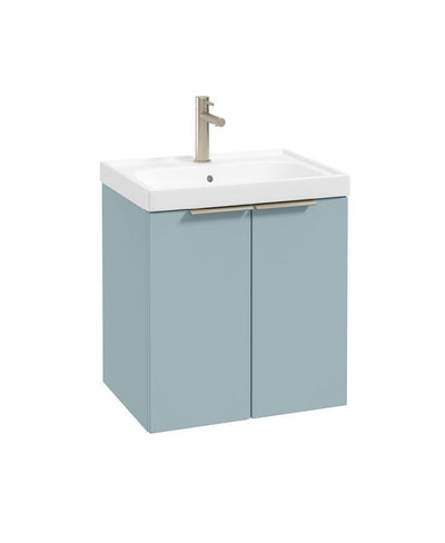 Stockholm Wall Hung 50Cm Two Door Unit Matt Morning Sky Blue-Brushed Nickel Handles