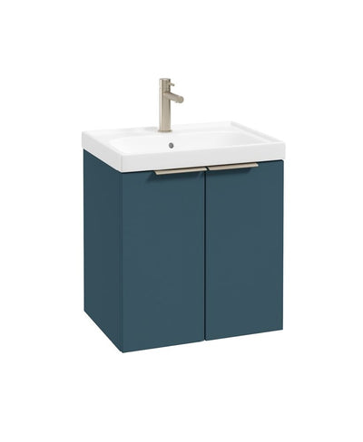 Stockholm Wall Hung 50Cm Two Door Unit Matt Ocean Blue-Brushed Nickel Handles