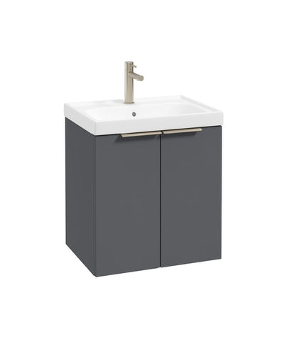 Stockholm Wall Hung 50Cm Two Door Unit Matt Midnight Grey-Brushed Nickel Handles