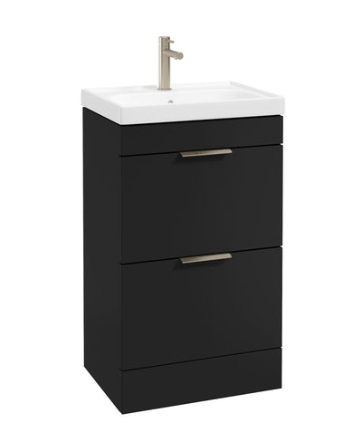 Stockholm Floorstanding 50Cm Two Drawer Unit Matt Black-Brushed Nickel Handles