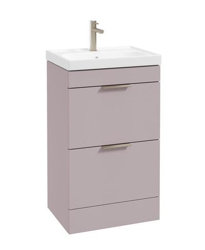Stockholm Floorstanding 50Cm Two Drawer Unit Matt Cashmere Pink-Brushed Nickel Handles
