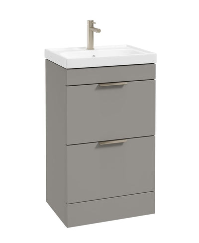 Stockholm Floorstanding 50Cm Two Drawer Unit Matt Khaki-Brushed Nickel Handles