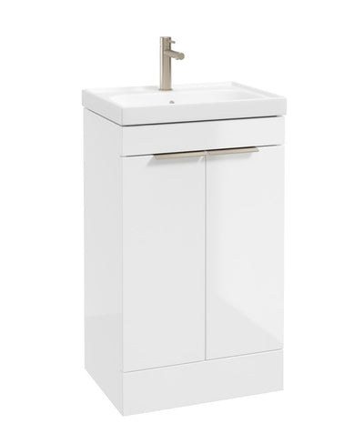 Stockholm Floorstanding 50Cm Two Door Unit Gloss White-Brushed Nickel Handles