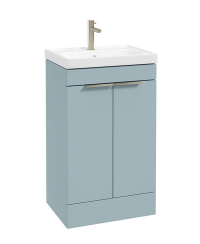 Stockholm Floorstanding 50Cm Two Door Unit Matt Morning Sky Blue-Brushed Nickel Handles