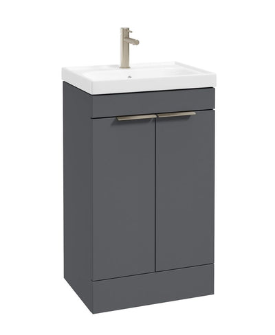Stockholm Floorstanding 50Cm Two Door Unit Matt Midnight Grey-Brushed Nickel Handles