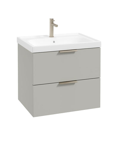 Stockholm Wall Hung 60Cm Two Drawer Unit Matt Arctic Grey-Brushed Nickel Handles