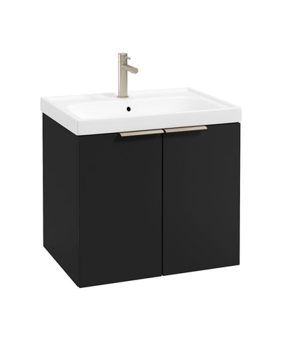 Stockholm Wall Hung 60Cm Two Door Unit Matt Black-Brushed Nickel Handles