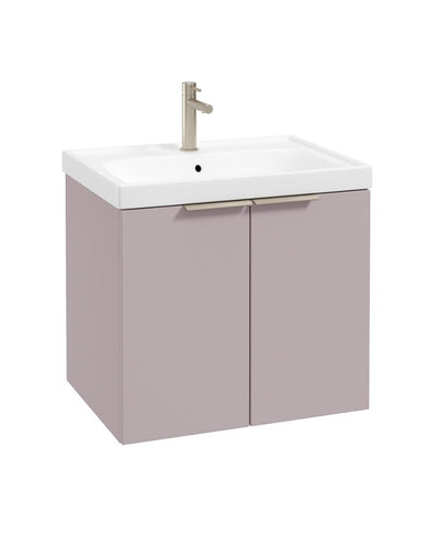 Stockholm Wall Hung 60Cm Two Door Unit Matt Cashmere Pink-Brushed Nickel Handles