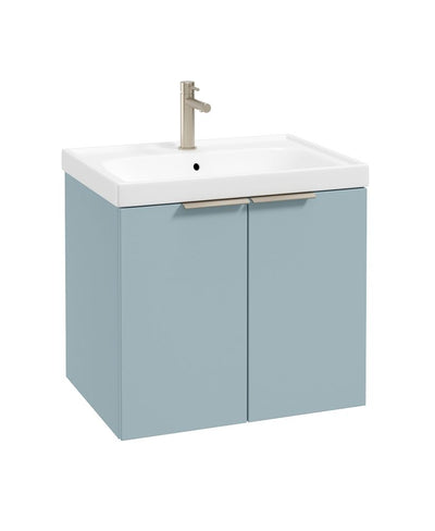 Stockholm Wall Hung 60Cm Two Door Unit Matt Morning Sky Blue-Brushed Nickel Handles