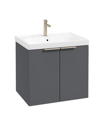Stockholm Wall Hung 60Cm Two Door Unit Matt Midnight Grey-Brushed Nickel Handles