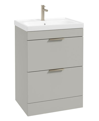 Stockholm Floorstanding 60Cm Two Drawer Unit Matt Arctic Grey-Brushed Nickel Handles