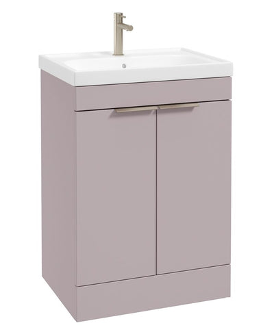 Stockholm Floorstanding 60Cm Two Door Unit Matt Cashmere Pink-Brushed Nickel Handles