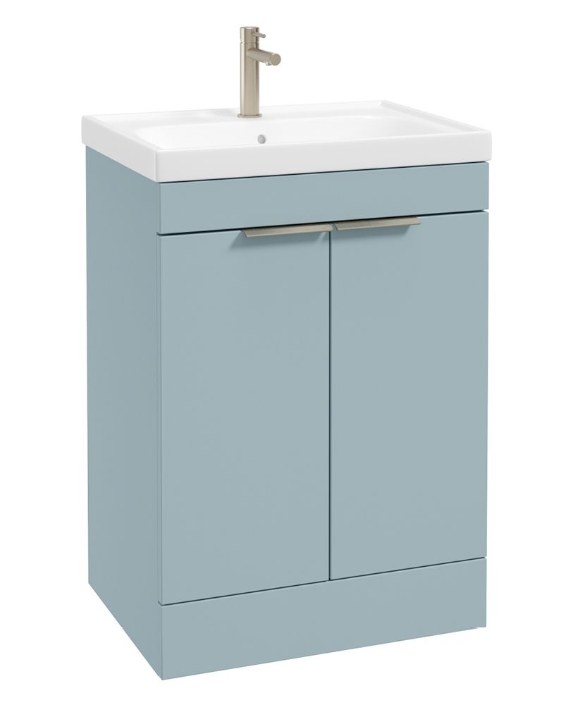 Stockholm Floorstanding 60Cm Two Door Unit Matt Morning Sky Blue-Brushed Nickel Handles