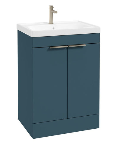 Stockholm Floorstanding 60Cm Two Door Unit Matt Ocean Blue-Brushed Nickel Handles