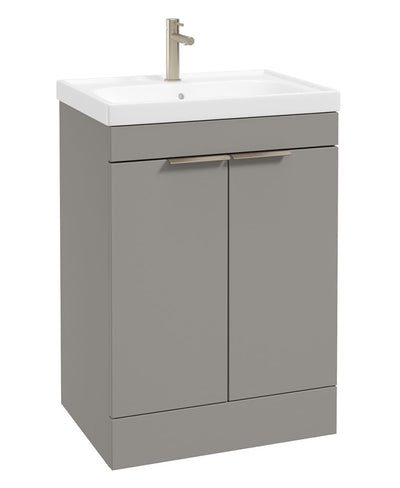 Stockholm Floorstanding 60Cm Two Door Unit Matt Khaki-Brushed Nickel Handles
