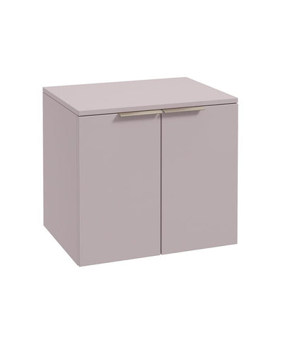 Stockholm Wall Hung 60Cm Two Door Countertop Unit Matt Cashmere Pink-Brushed Nickel Handles