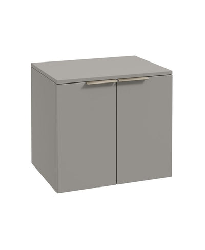 Stockholm Wall Hung 60Cm Two Door Countertop Unit Matt Khaki-Brushed Nickel Handles