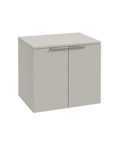 Stockholm Wall Hung 60Cm Two Door Countertop Unit Matt Arctic Grey-Brushed Nickel Handles