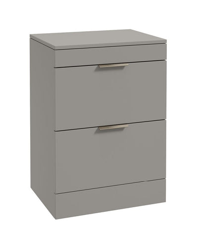 Stockholm Floorstanding 60Cm Two Drawer Countertop Unit Matt Khaki-Brushed Nickel Handles