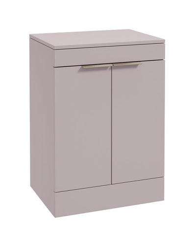 Stockholm Floorstanding 60Cm Two Door Countertop Unit Matt Cashmere Pink-Brushed Nickel Handles