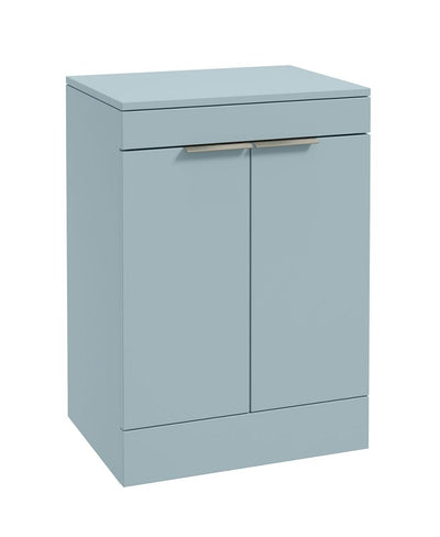 Stockholm Floorstanding 60Cm Two Door Countertop Unit Matt Morning Sky Blue-Brushed Nickel Handles