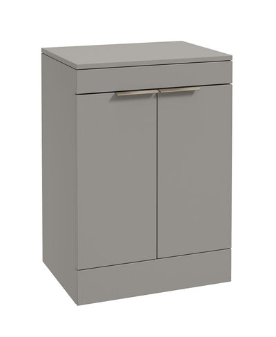 Stockholm Floorstanding 60Cm Two Door Countertop Unit Matt Khaki-Brushed Nickel Handles