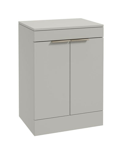 Stockholm Floorstanding 60Cm Two Door Countertop Unit Matt Arctic Grey-Brushed Nickel Handles