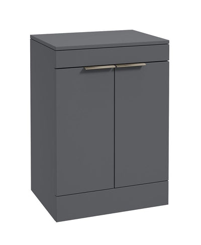 Stockholm Floorstanding 60Cm Two Door Countertop Unit Matt Midnight Grey-Brushed Nickel Handles