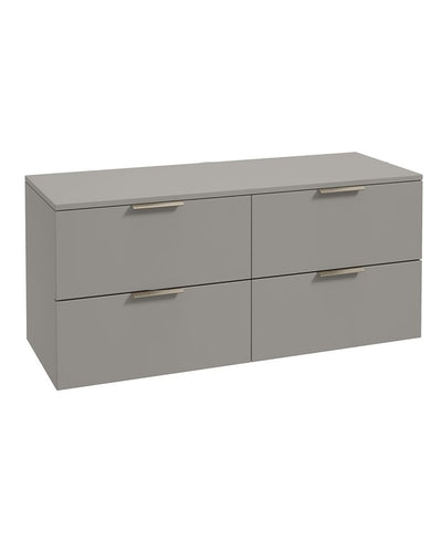 Stockholm Wall Hung 120Cm Four Drawer Countertop Unit Matt Khaki-Brushed Nickel Handles