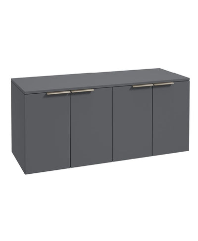 Stockholm Wall Hung 120Cm Four Door Countertop Unit Matt Midnight Grey-Brushed Nickel Handle