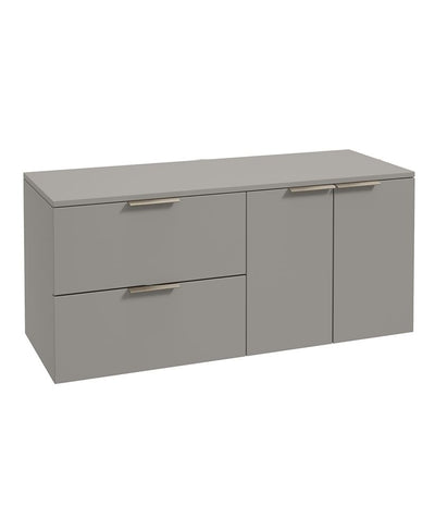Stockholm Wall Hung 120Cm Two Drawer/Two Door Countertop Unit Matt Khaki-Brushed Nickel Handles