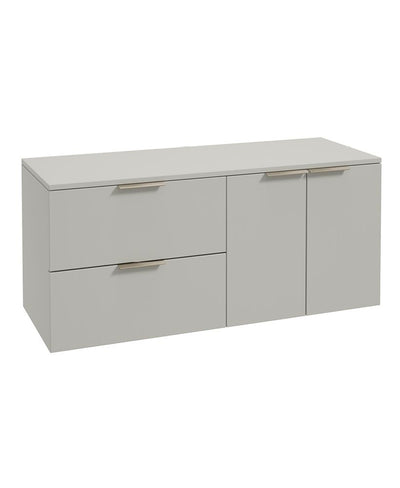 Stockholm Wall Hung 120Cm Two Drawer/Two Door Countertop Unit Matt Arctic Grey-Brushed Nickel Handles