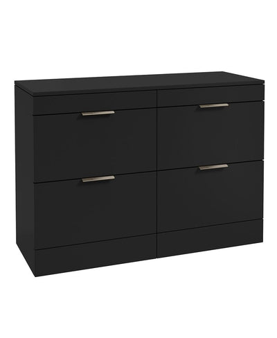 Stockholm Floorstanding 120Cm Four Drawer Countertop Unit Matt Black-Brushed Nickel Handle