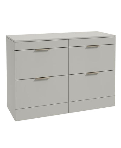 Stockholm Floorstanding 120Cm Four Drawer Countertop Unit Matt Arctic Grey-Brushed Nickel Handle