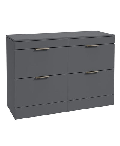 Stockholm Floorstanding 120Cm Four Drawer Countertop Unit Matt Midnight Grey-Brushed Nickel Handle