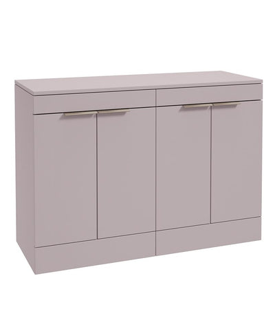 Stockholm Floorstanding 120Cm Four Door Countertop Unit Matt Cashmere Pink-Brushed Nickel Handle