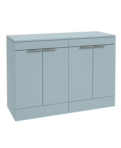 Stockholm Floorstanding 120Cm Four Door Countertop Unit Matt Morning Sky Blue-Brushed Nickel Handle