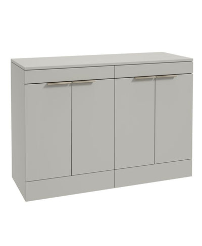 Stockholm Floorstanding 120Cm Four Door Countertop Unit Matt Arctic Grey-Brushed Nickel Handle
