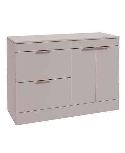 Stockholm Floorstanding 120Cm Two Drawer/Two Door Countertop Unit Matt Cashmere Pink-Brushed Nickel Handles