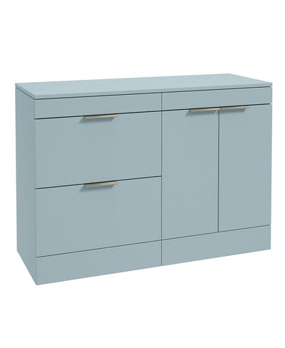Stockholm Floorstanding 120Cm Two Drawer/Two Door Countertop Unit Matt Morning Sky Blue-Brushed Nickel Handles